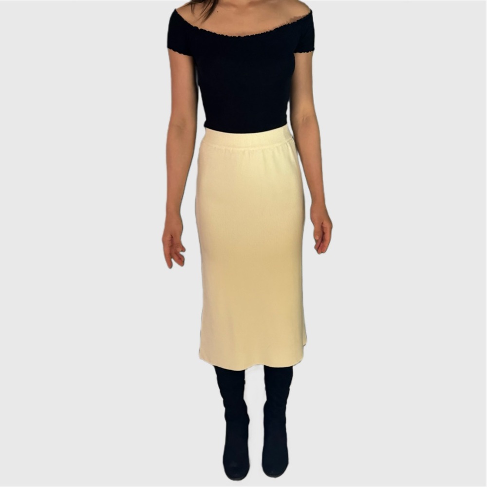 Cute Warm, Cream Colored Midi Skirt